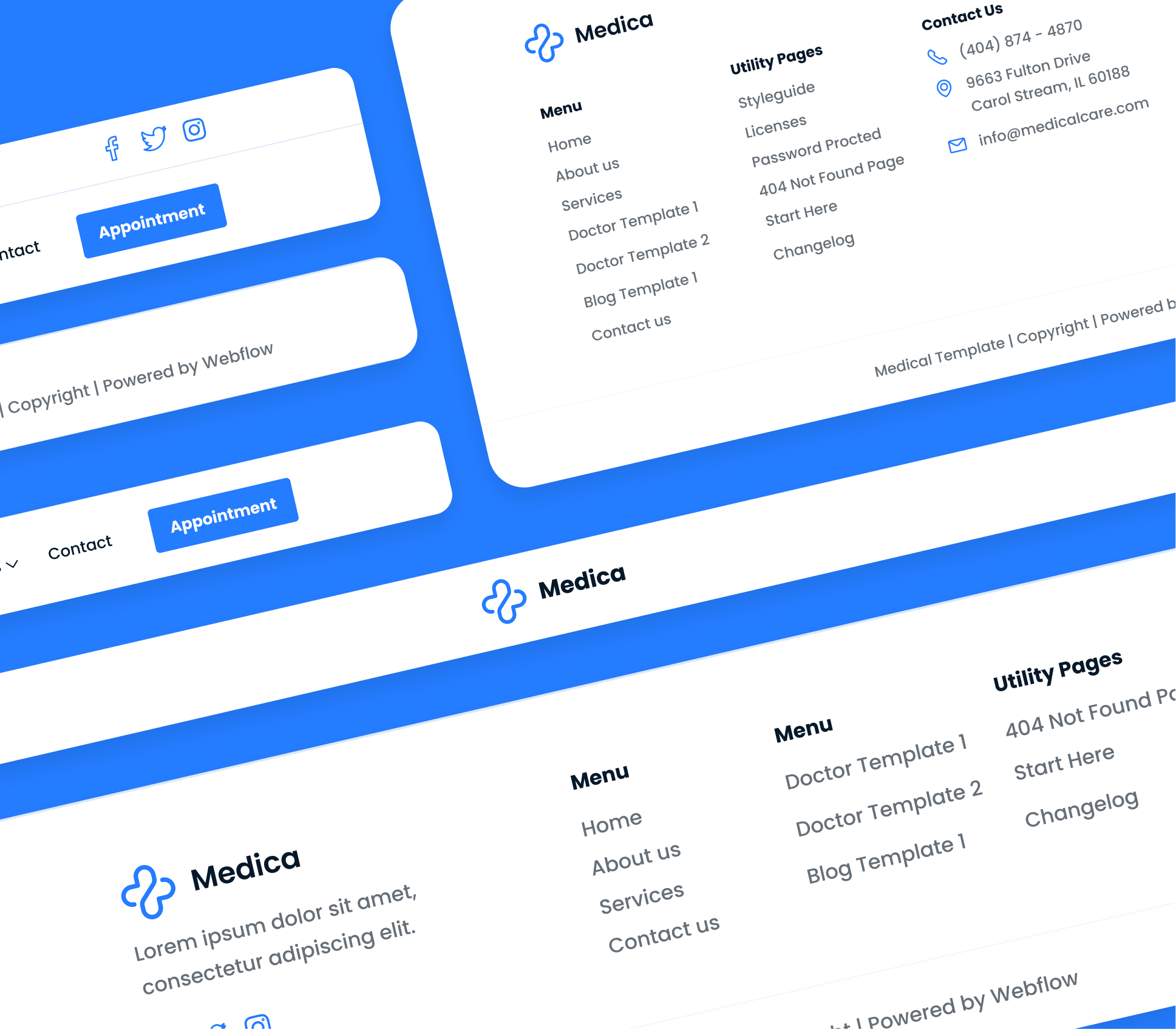 Medica - 3 Headers and Footers - Hospital and Doctors Webflow Template