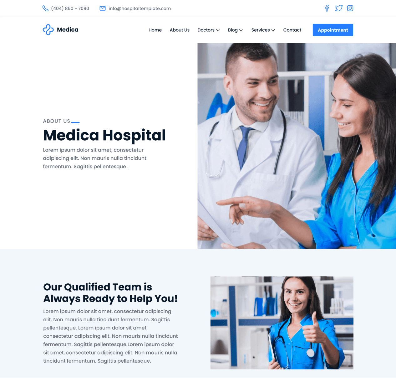 Medica - About page - Hospital and Doctors Webflow Template