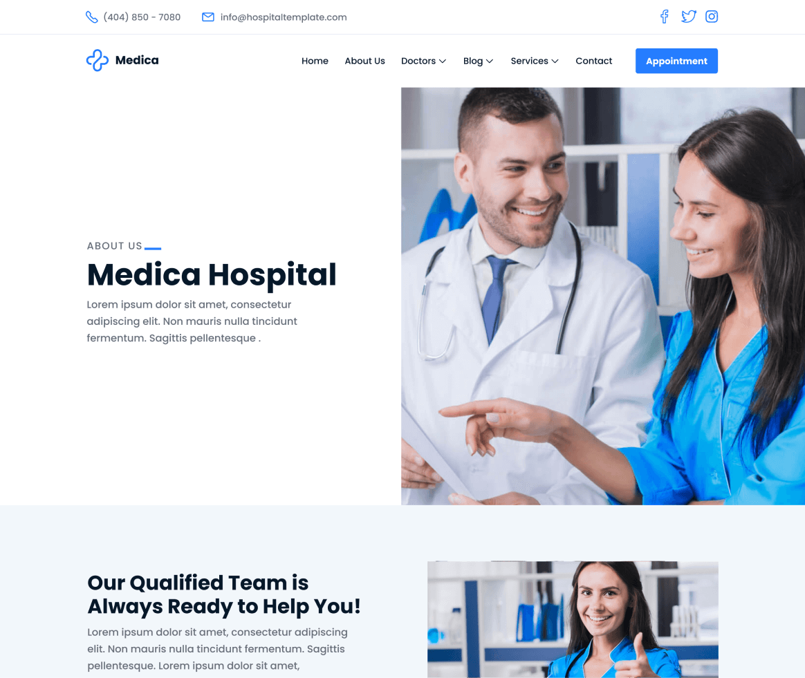 Medica - About page - Hospital and Doctors Webflow Template