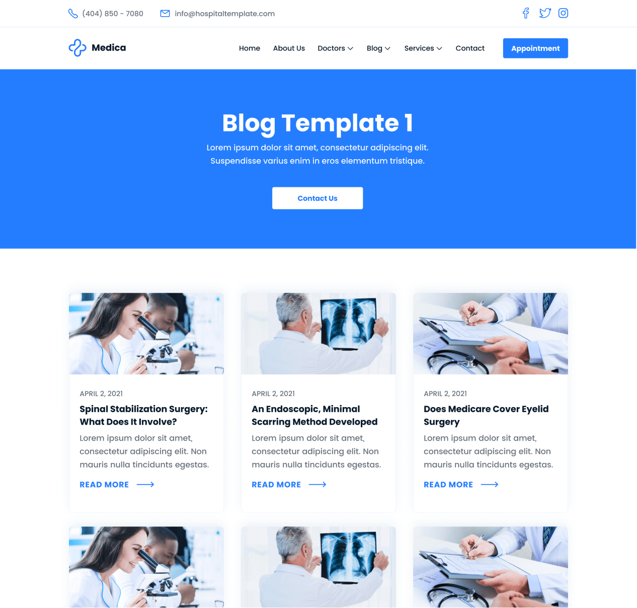 Medica - Blog page - Hospital and Doctors Webflow Template