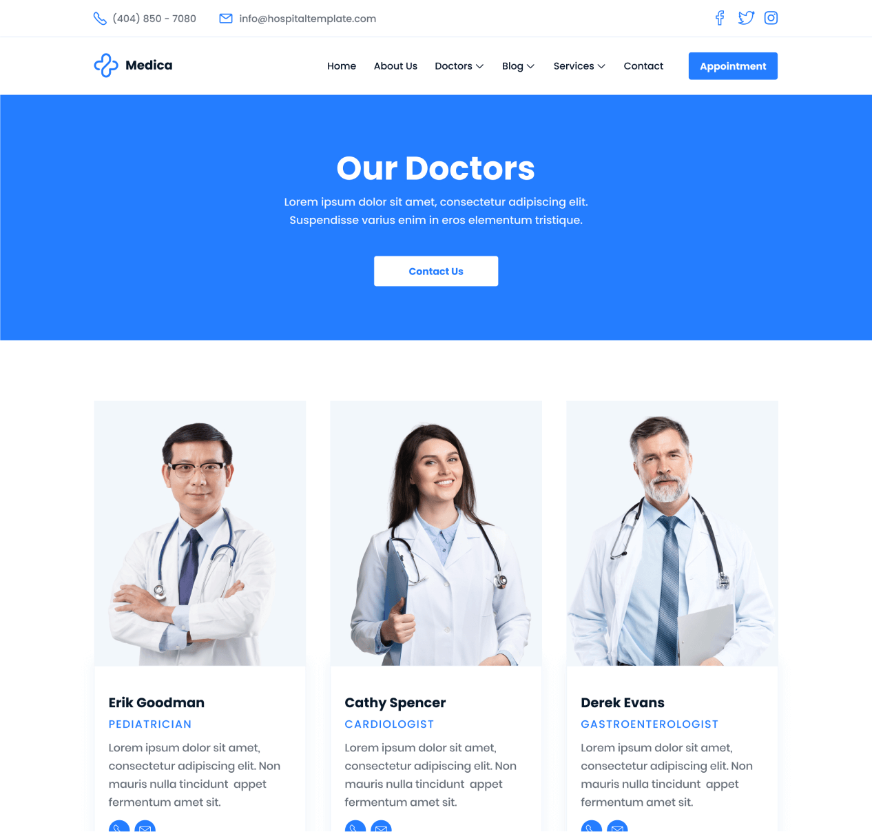 Medica - Doctor Template page - Hospital and Doctors Webflow Template