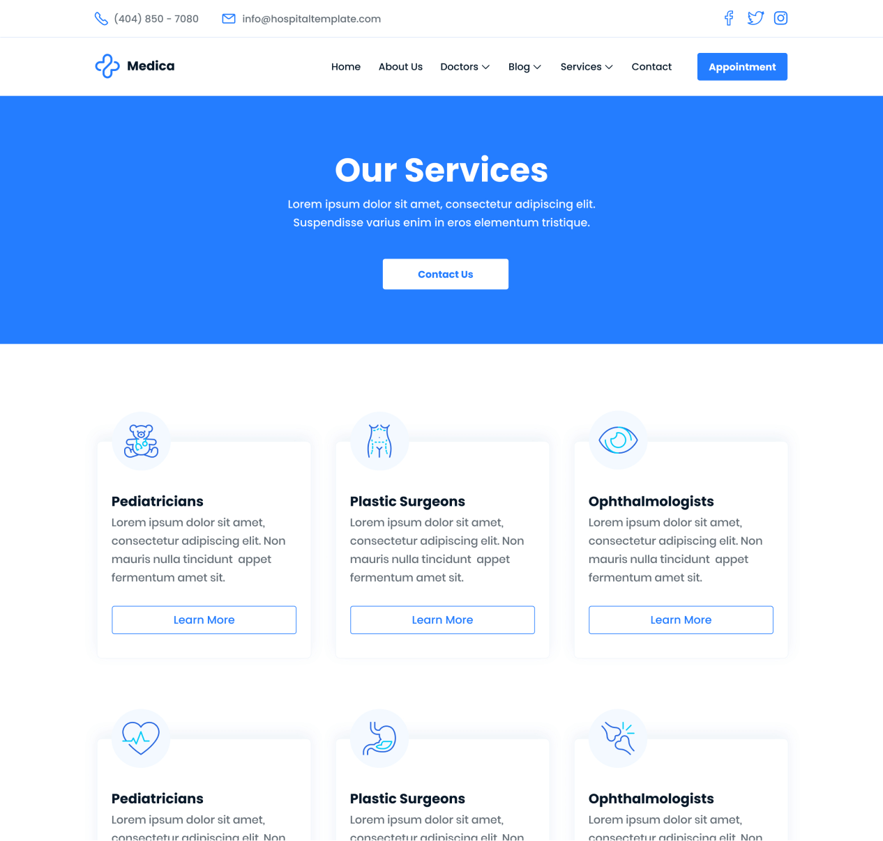 Medica - Services page - Hospital and Doctors Webflow Template